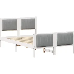 Lits & Accessoires-vidaXL Cadre de lit avec tête de lit 120 x 200 cm Blanc et gris clair