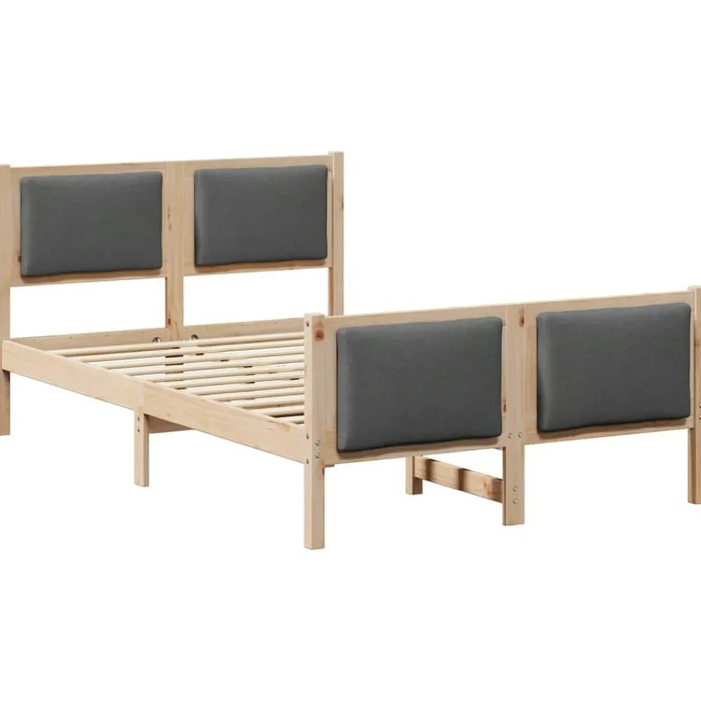 Lits & Accessoires-vidaXL Cadre de lit avec tête de lit Gris foncé 120 x 200 cm tissu Naturel et gris foncé