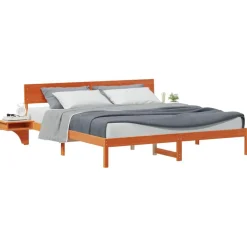 vidaXL Cadre de lit avec tête de lit Brun cire 180 x 200 cm Pin massif