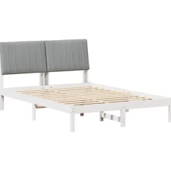vidaXL Cadre de lit avec tête de lit Blanc 135 x 190 cm Pin massif