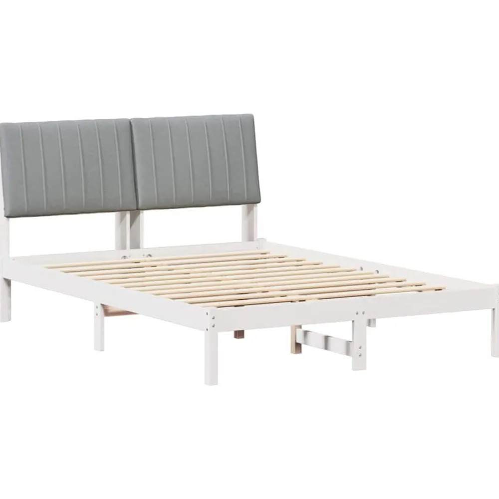 vidaXL Cadre de lit avec tête de lit Blanc 135 x 190 cm Pin massif
