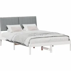 vidaXL Cadre de lit avec tête de lit Blanc 135 x 190 cm Pin massif