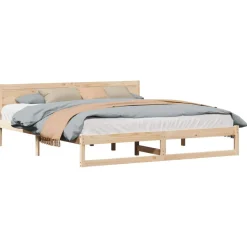 Lits & Accessoires-vidaXL Cadre de lit avec tête de lit 200 x 200 cm Pin massif Naturel