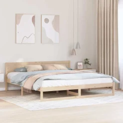 Lits & Accessoires-vidaXL Cadre de lit avec tête de lit 200 x 200 cm Pin massif Naturel