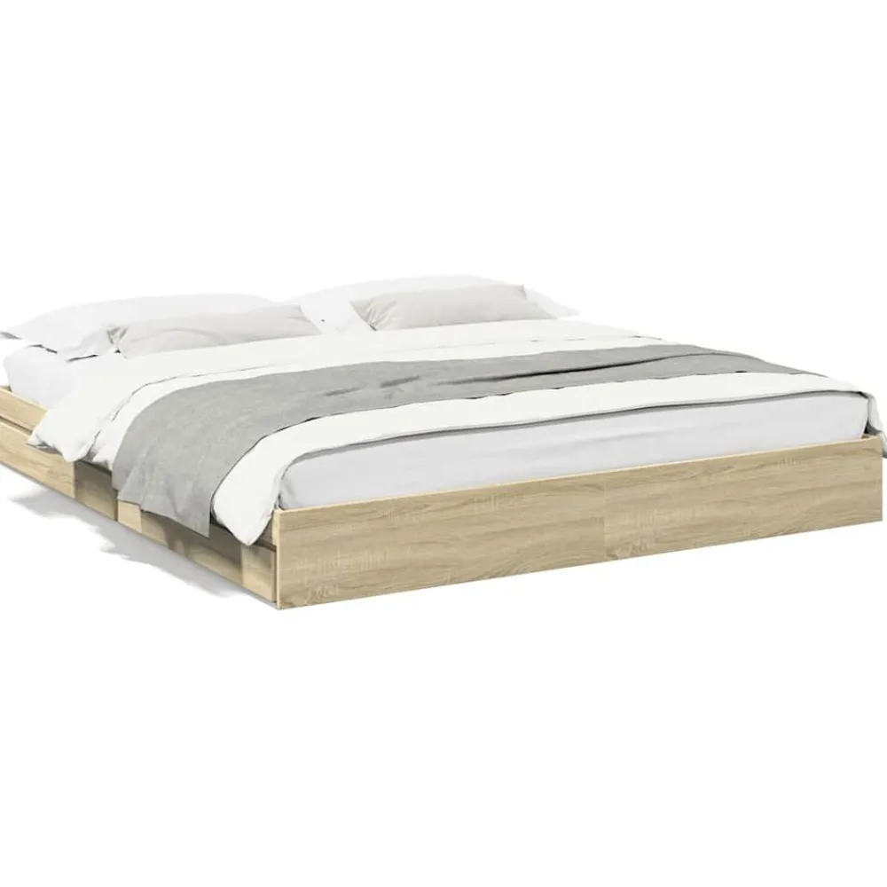 vidaXL Cadre de lit avec tiroirs sans matelas chêne sonoma 180x200 cm