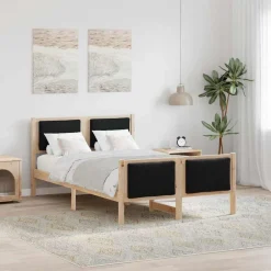 vidaXL Cadre de lit avec tête de lit Noir 120 x 200 cm tissu