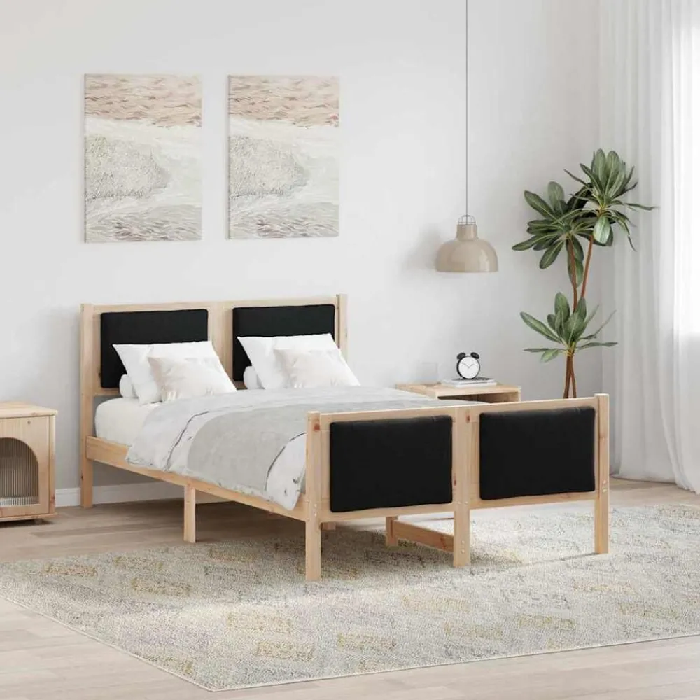 vidaXL Cadre de lit avec tête de lit Noir 120 x 200 cm tissu
