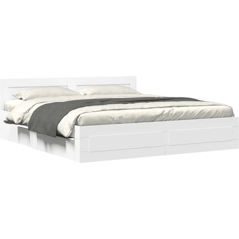 Lits & Accessoires-vidaXL Cadre de lit avec tête de lit sans matelas 200x200 cm Blanc