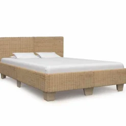 vidaXL Cadre de lit avec tête de lit sans matelas rotin véritable