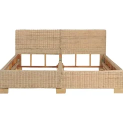 vidaXL Cadre de lit avec tête de lit sans matelas rotin véritable