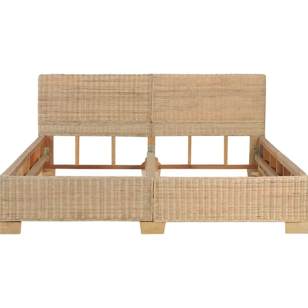 vidaXL Cadre de lit avec tête de lit sans matelas rotin véritable