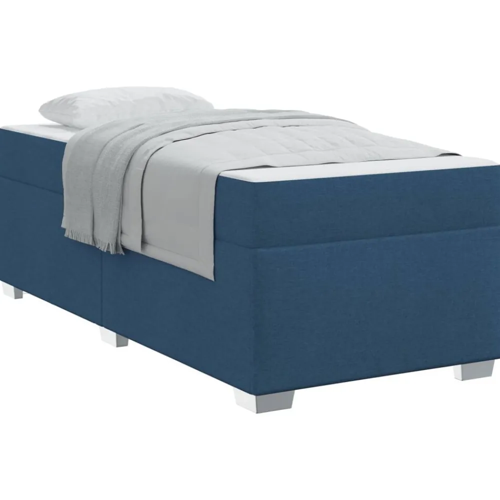Lits & Accessoires-vidaXL Cadre de lit avec matelas 80 x 200 cm tissu Bleu