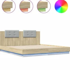 vidaXL Cadre de lit avec LED sans matelas chêne sonoma 200x200 cm