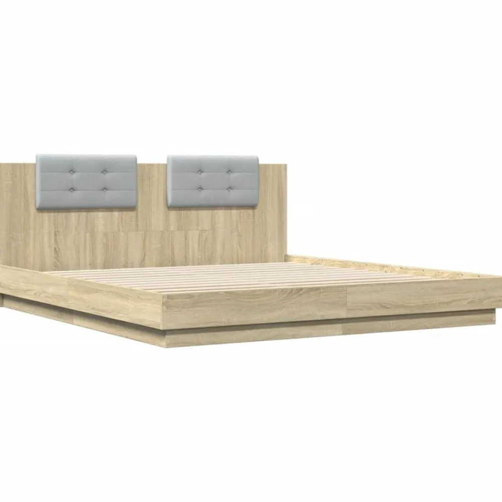 vidaXL Cadre de lit avec LED sans matelas chêne sonoma 200x200 cm