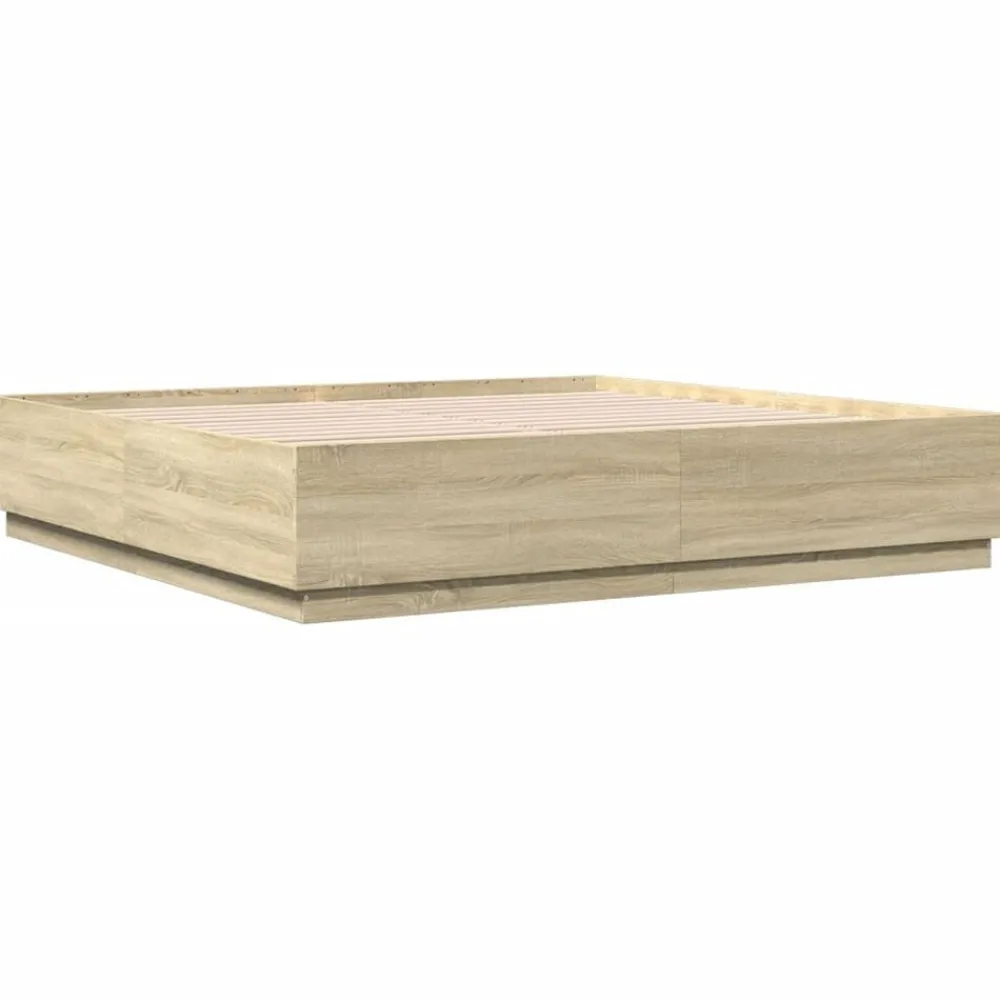 vidaXL Cadre de lit avec LED sans matelas chêne sonoma 200x200 cm