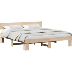 Lits & Accessoires-vidaXL Cadre de lit avec tête de lit 180 x 200 cm Pin massif Naturel