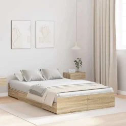 vidaXL Cadre de lit avec rangement Chêne Sonoma 120 x 200 cm