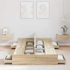 vidaXL Cadre de lit avec rangement Chêne Sonoma 120 x 200 cm