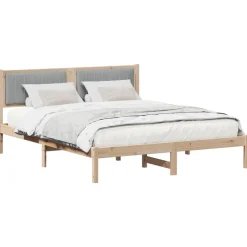 Lits & Accessoires-vidaXL Cadre de lit avec tête de lit rembourrée Gris clair Marron et gris clair