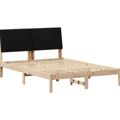 Lits & Accessoires-vidaXL Cadre de lit avec tête de lit Marron 135 x 190 cm Pin massif Marron et noir