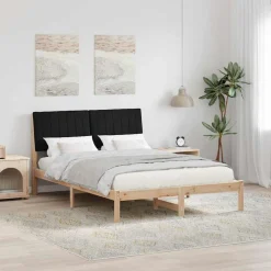 Lits & Accessoires-vidaXL Cadre de lit avec tête de lit Marron 135 x 190 cm Pin massif Marron et noir