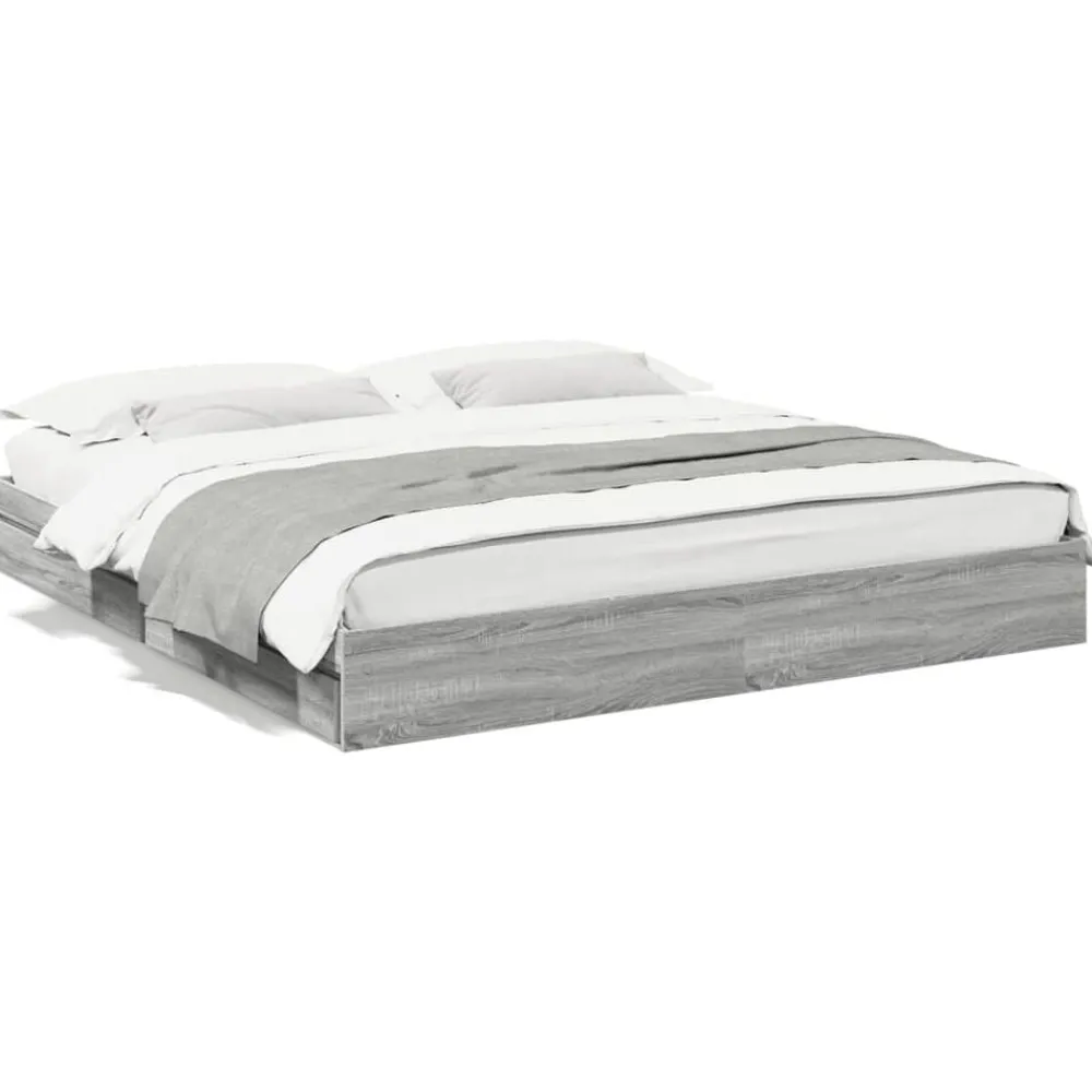 Lits & Accessoires-vidaXL Cadre de lit avec tiroirs sans matelas 200x200 cm Sonoma gris