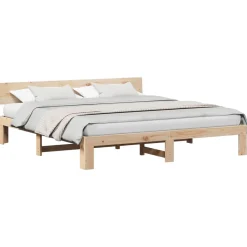 Lits & Accessoires-vidaXL Cadre de lit avec tête de lit 200 x 200 cm Pin massif Naturel