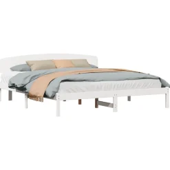 Lits & Accessoires-vidaXL Cadre de lit avec tête de lit 200 x 200 cm Pin massif Blanc