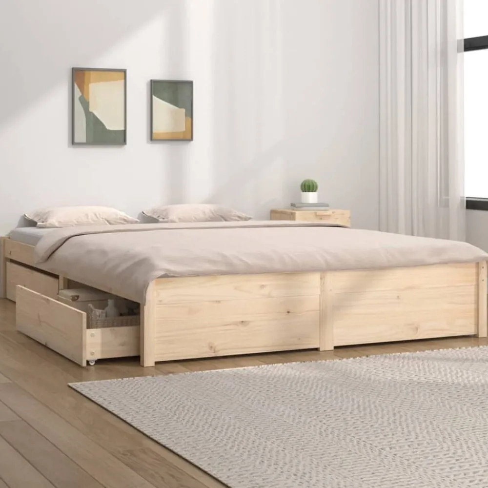 vidaXL Cadre de lit avec tiroirs 140x190 cm Double