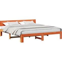 Lits & Accessoires-vidaXL Cadre de lit avec tête de lit Brun cire 200 x 200 cm Pin massif Marron cire