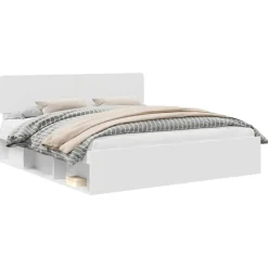 Lits & Accessoires-vidaXL Cadre de lit avec tête de lit 200 x 200 cm Pin massif Blanc