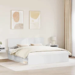 Lits & Accessoires-vidaXL Cadre de lit avec tête de lit 200 x 200 cm Pin massif Blanc