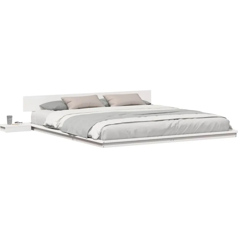 Lits & Accessoires-vidaXL Cadre de lit 200 x 200 cm bois Blanc