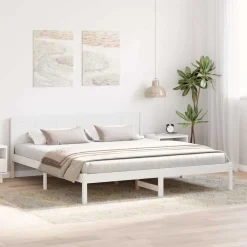 Lits & Accessoires-vidaXL Cadre de lit 200 x 200 cm Bois de pin massif Blanc