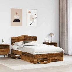 Lits & Accessoires-vidaXL Cadre de lit 120 x 190 cm Bois d'ingénierie Bois ancien