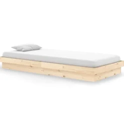 Lits & Accessoires-vidaXL Cadre de lit Bois massif 90x200 cm Naturel