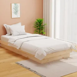 Lits & Accessoires-vidaXL Cadre de lit Bois massif 90x200 cm Naturel