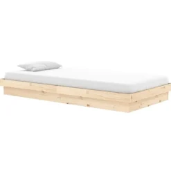 Lits & Accessoires-vidaXL Cadre de lit Bois massif 90x200 cm Naturel