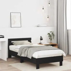 vidaXL Cadre de lit Chêne noir 203 x 95 x 70 cm Bois d'ingénierie