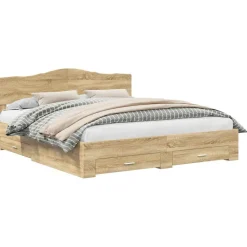 Ensembles De Meubles-vidaXL Cadre de lit Chêne Sonoma 200 x 200 cm Bois d'ingénierie Chêne sonoma