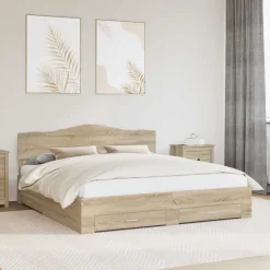 Ensembles De Meubles-vidaXL Cadre de lit Chêne Sonoma 200 x 200 cm Bois d'ingénierie Ch&ecirc;ne sonoma
