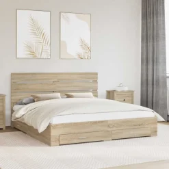 Ensembles De Meubles-vidaXL Cadre de lit Chêne Sonoma 200 x 200 cm Bois d'ingénierie Ch&ecirc;ne sonoma