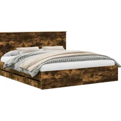 vidaXL Cadre de lit Chêne fumé 200 x 200 cm Bois Ingénierie