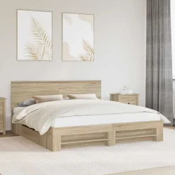 Ensembles De Meubles-vidaXL Cadre de lit Chêne Sonoma 200 x 200 cm Bois d'ingénierie Ch&ecirc;ne sonoma