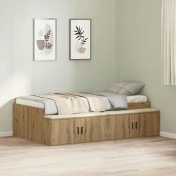 Lits & Accessoires-vidaXL Cadre de lit Chêne artisanal 90 x 200 cm Bois d'ingénierie ch&ecirc;ne artisanal