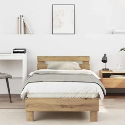 vidaXL Cadre de lit Chêne artisanal 203 x 95 x 70 cm Bois d'ingénierie