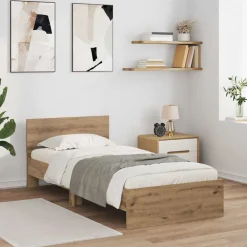 Lits & Accessoires-vidaXL Cadre de lit Chêne artisanal 100 x 200 cm Bois d'ingénierie ch&ecirc;ne artisanal