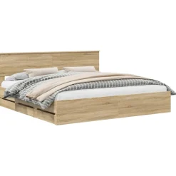 Ensembles De Meubles-vidaXL Cadre de lit Chêne Sonoma 200 x 200 cm Bois Ingénierie Chêne sonoma