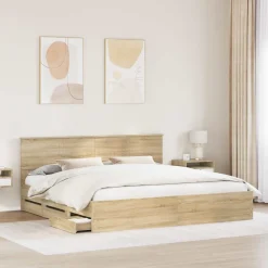 Ensembles De Meubles-vidaXL Cadre de lit Chêne Sonoma 200 x 200 cm Bois Ingénierie Ch&ecirc;ne sonoma