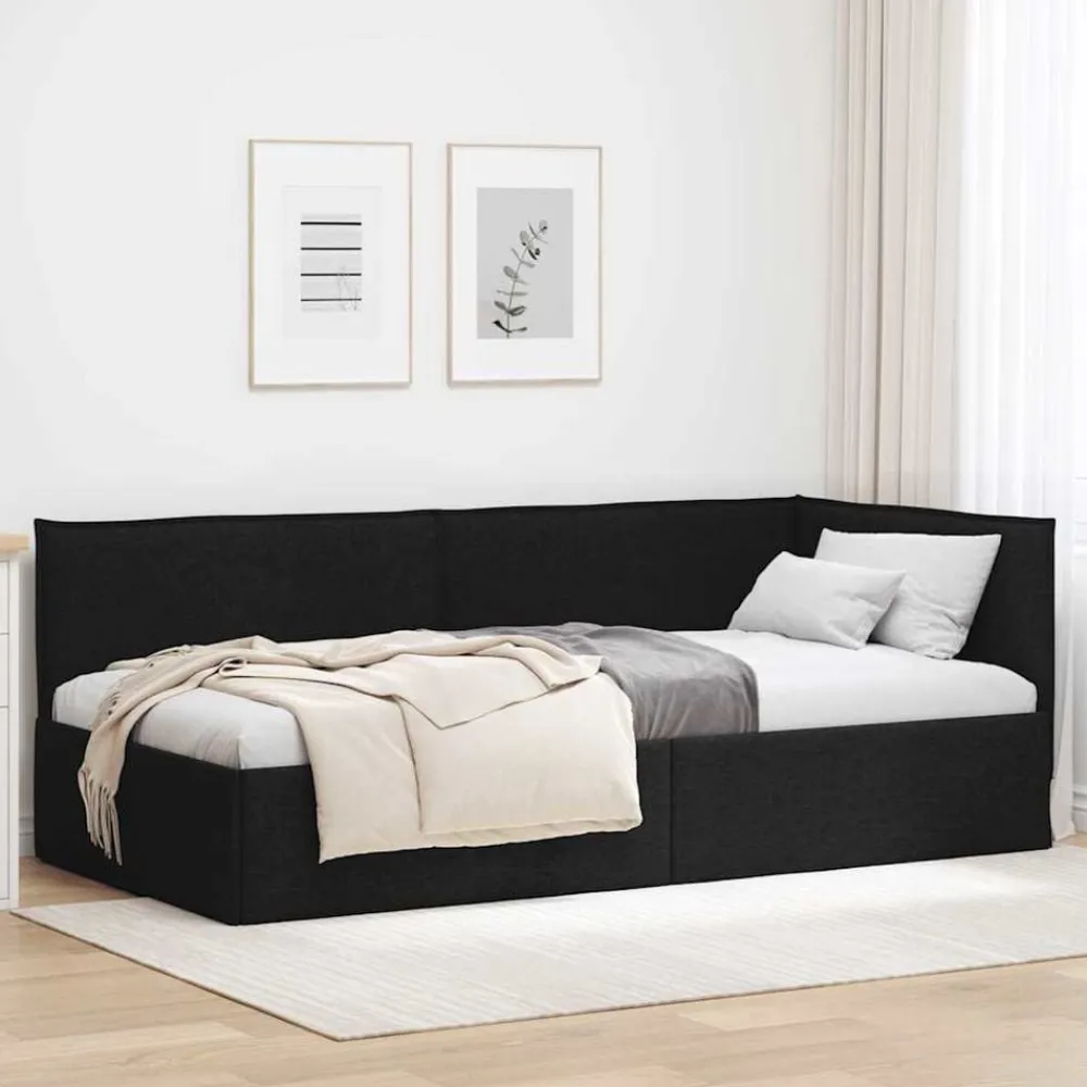 vidaXL Cadre de lit d'angle avec tête de lit 80 x 200 cm tissu